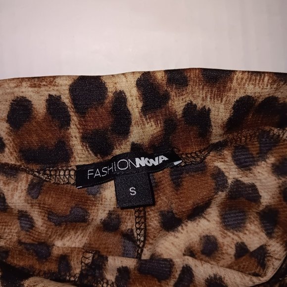 FASHION NOVA SHEER FLARE LEG ANIMAL PRINT PANTS - Picture 15 of 16